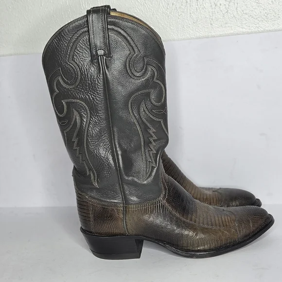Tony Lama Nacogdoches Teju Lizard Round Toe Western Boots Men's Size 9.5 - Picture 5 of 10